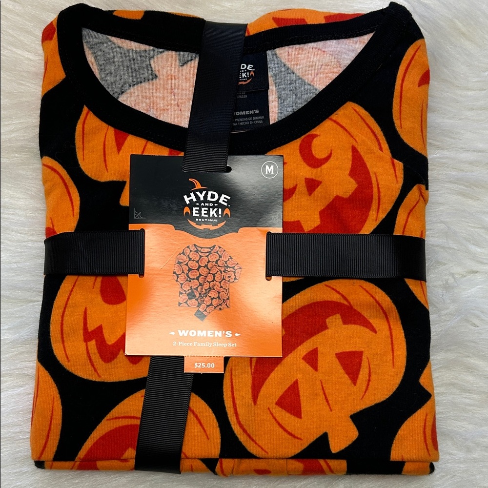 Hyde & Eek! Women's Halloween Pajama Set - Black and Orange size medium women’s